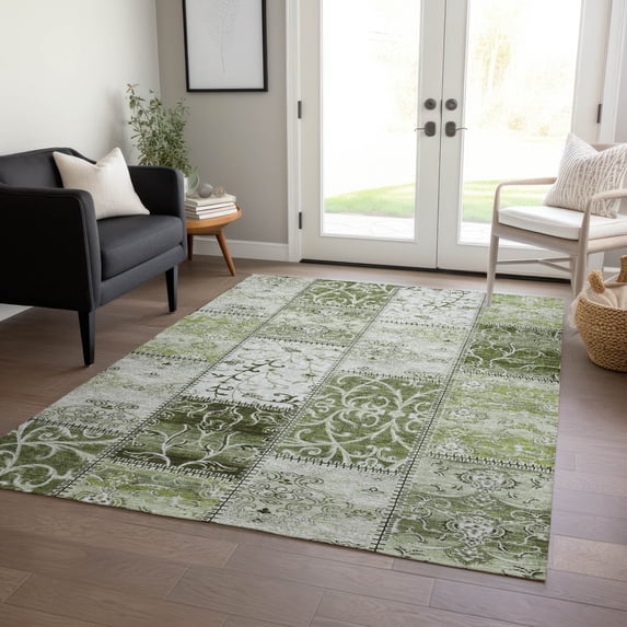 Addison Rugs Chantille Indoor/Outdoor Transitional Panel Green Washable Rectangle Rug, 8' x 10'