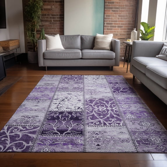 Addison Rugs Chantille Indoor/Outdoor Transitional Panel Purple Washable Rectangle Rug, 5' x 7'6"