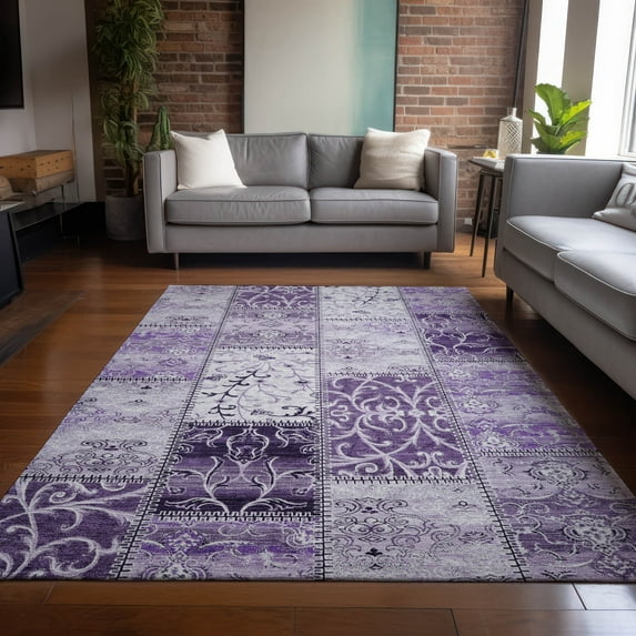 Addison Rugs Chantille Indoor/Outdoor Transitional Panel Purple Washable Rectangle Rug, 9' x 12'