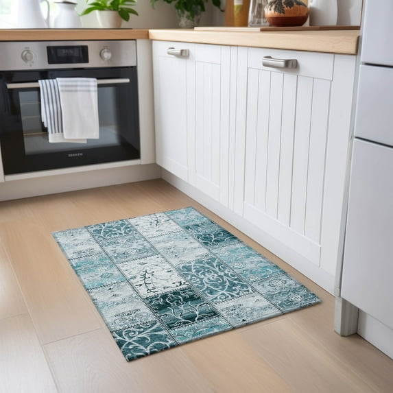 Addison Rugs Chantille Indoor/Outdoor Transitional Panel Teal Washable Rectangle Rug, 1'8" x 2'6"