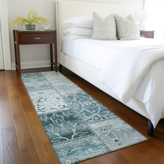Addison Rugs Chantille Indoor/Outdoor Transitional Panel Teal Washable Runner Rug, 2'3" x 7'6"