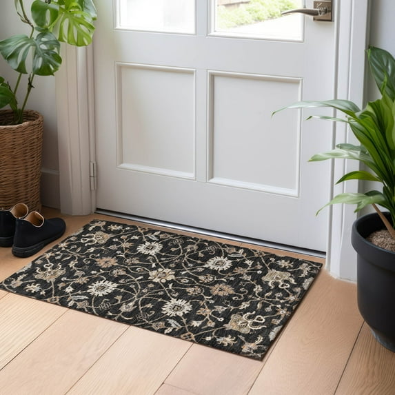 Addison Rugs Chantille Indoor/Outdoor Traditional Global Black Washable Rectangle Rug, 1'8" x 2'6"