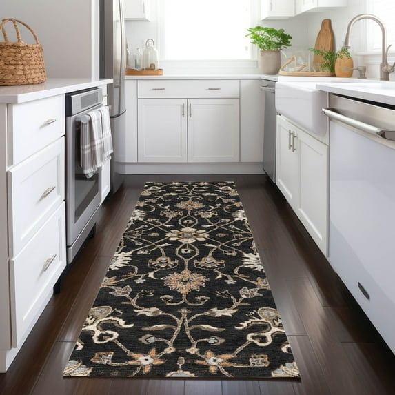 Addison Rugs Chantille Indoor/Outdoor Traditional Global Black Washable Runner Rug, 2'3" x 7'6"