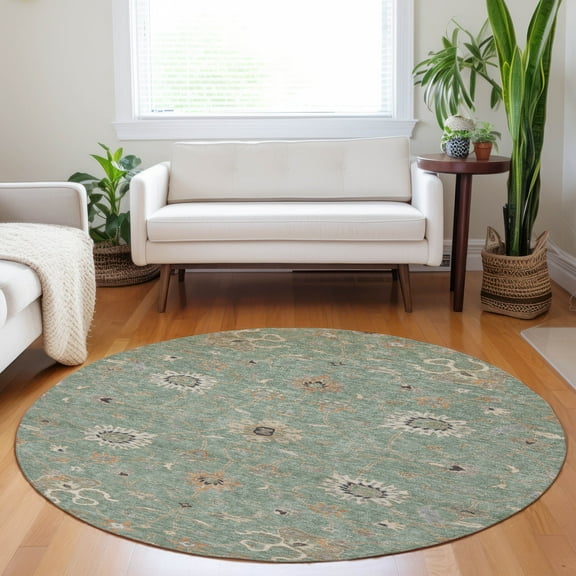 Addison Rugs Chantille Indoor/Outdoor Traditional Global Cactus Washable Round Rug, 8' x 8'