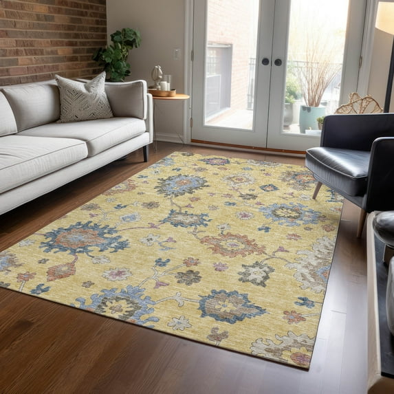 Addison Rugs Chantille Indoor/Outdoor Transitional Global Gold Washable Rectangle Rug, 9' x 12'