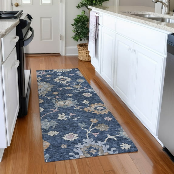 Addison Rugs Chantille Indoor/Outdoor Transitional Global Navy Washable Runner Rug, 2'3" x 7'6"
