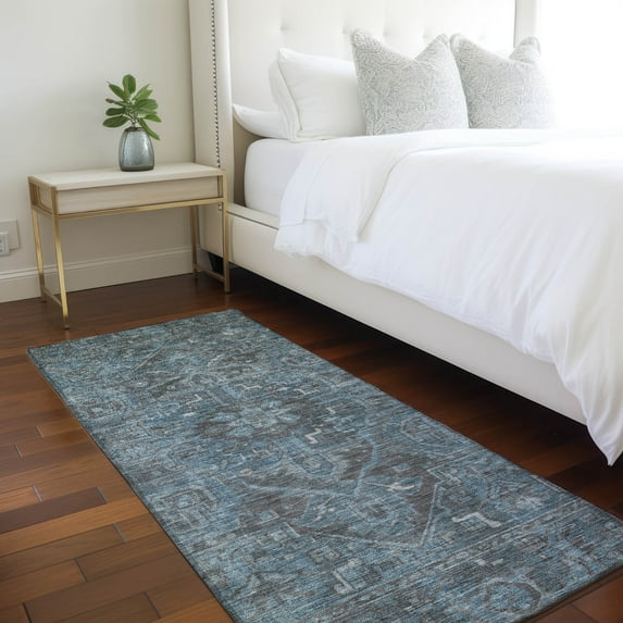 Addison Rugs Chantille Indoor/Outdoor Traditional Oriental Navy Washable Runner Rug, 2'3" x 7'6"