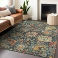 thumbnail image 1 of Addison Rugs Chantille Indoor/Outdoor Traditional Damask Navy Washable Rectangle Rug, 5' x 7'6", 1 of 6