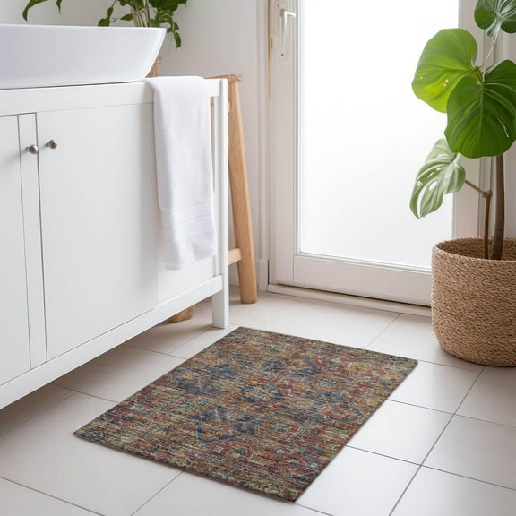 Addison Rugs Chantille Indoor/Outdoor Traditional Oriental Red Washable Rectangle Rug, 1'8" x 2'6"