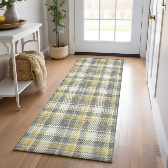 Addison Rugs Chantille Indoor/Outdoor Transitional Plaid Gray Washable Runner Rug, 2'3" x 7'6"