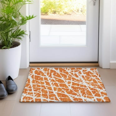 Addison Rugs Chantille Indoor/Outdoor Transitional Organic Orange Washable Rectangle Rug, 1'8" x 2'6"