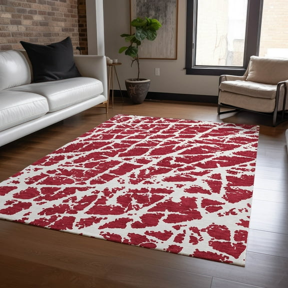 Addison Rugs Chantille Indoor/Outdoor Transitional Organic Red Washable Rectangle Rug, 3' x 5'