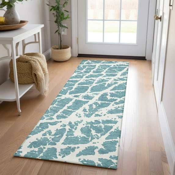Addison Rugs Chantille Indoor/Outdoor Transitional Organic Teal Washable Runner Rug, 2'3" x 7'6"
