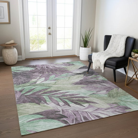 Addison Rugs Chantille Indoor/Outdoor Transitional Floral Lavender Washable Rectangle Rug, 3' x 5'