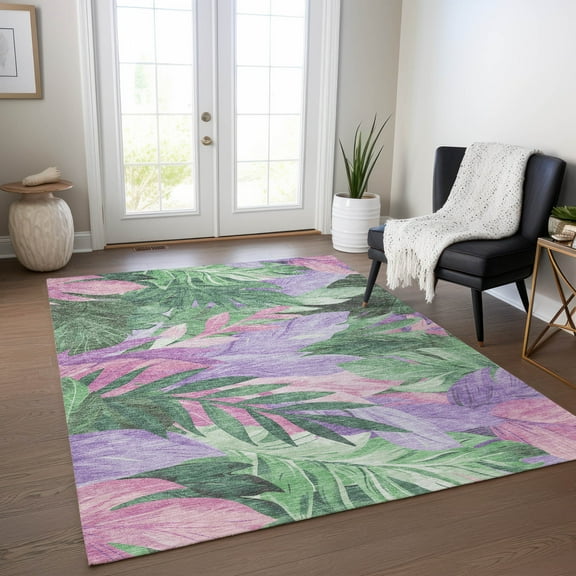 Addison Rugs Chantille Indoor/Outdoor Transitional Floral Sage Washable Rectangle Rug, 10' x 14'