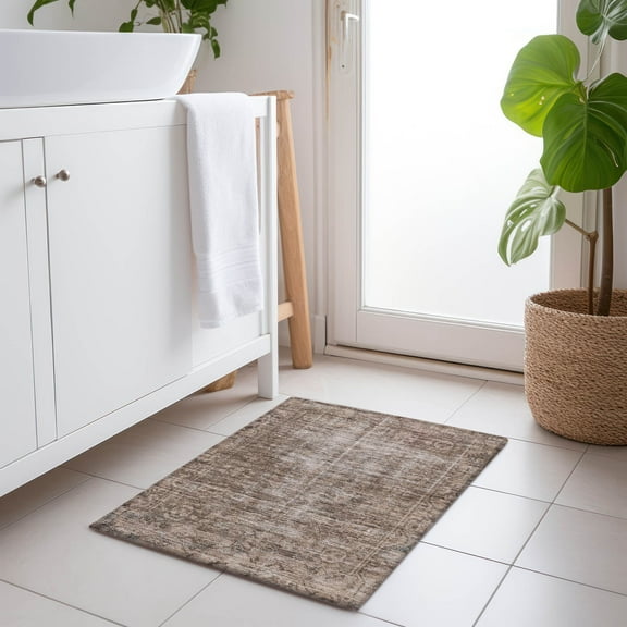 Addison Rugs Chantille Indoor/Outdoor Transitional Geometric, Abstract Brown Washable Rectangle Rug, 1'8" x 2'6"
