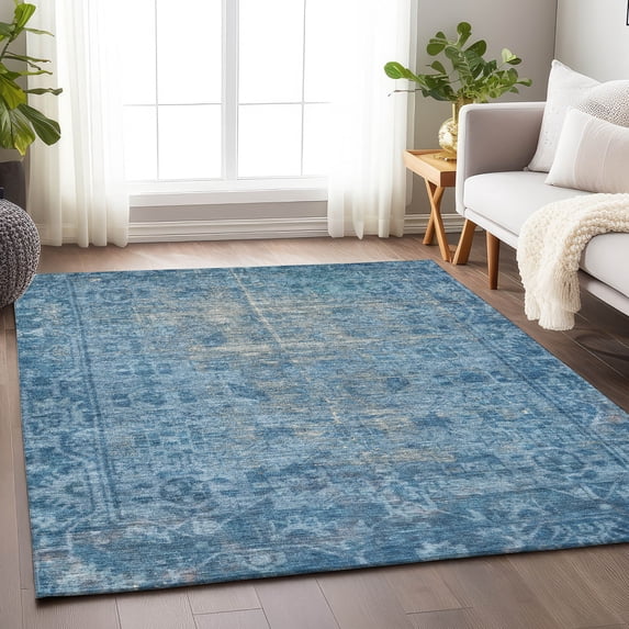 Addison Rugs Chantille Indoor/Outdoor Transitional Geometric, Abstract Blue Washable Rectangle Rug, 3' x 5'