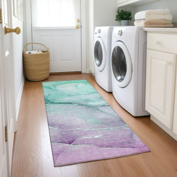 Addison Rugs Chantille Indoor/Outdoor Transitional Watercolors Aloe Washable Runner Rug, 2'3" x 7'6"