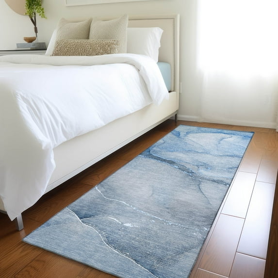 Addison Rugs Chantille Indoor/Outdoor Transitional Watercolors Blue Washable Runner Rug, 2'3" x 7'6"