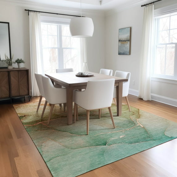 Addison Rugs Chantille Indoor/Outdoor Transitional Watercolors Teal Washable Rectangle Rug, 10' x 14'