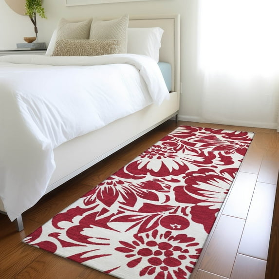 Addison Rugs Chantille Indoor/Outdoor Transitional Floral Burgundy Washable Runner Rug, 2'3" x 7'6"