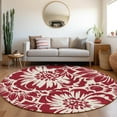 thumbnail image 1 of Addison Rugs Chantille Indoor/Outdoor Transitional Floral Burgundy Washable Round Rug, 8' x 8', 1 of 6