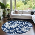 thumbnail image 1 of Addison Rugs Chantille Indoor/Outdoor Transitional Floral Navy Washable Round Rug, 8' x 8', 1 of 6