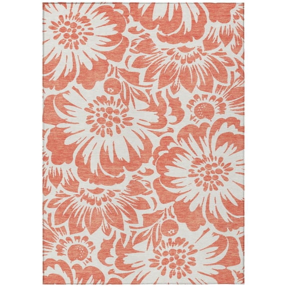 Addison Rugs Chantille Indoor/Outdoor Transitional Floral Salmon Washable Rectangle Rug, 9' x 12'