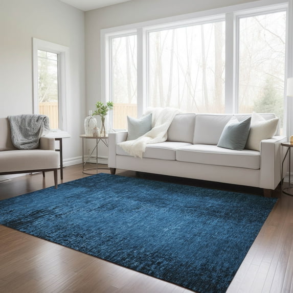 Addison Rugs Chantille Indoor/Outdoor Transitional Organic Navy Washable Rectangle Rug, 2'6" x 3'10"