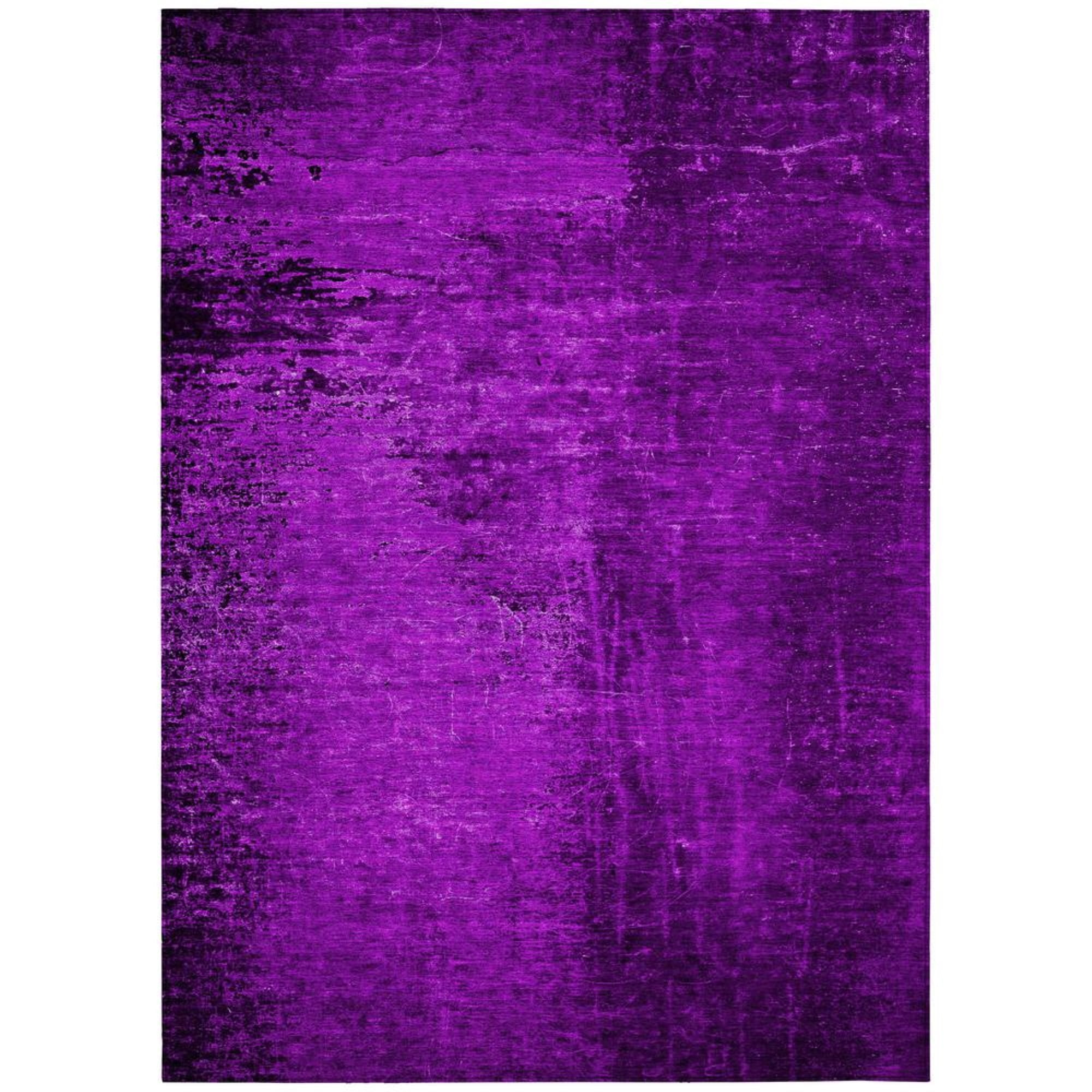 Purple Synthetic Rectangular Machine Washable Area Rug