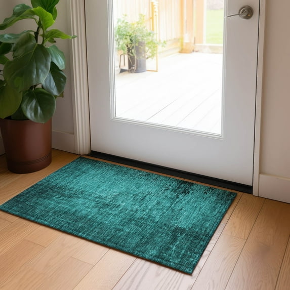 Addison Rugs Chantille Indoor/Outdoor Transitional Organic Teal Washable Rectangle Rug, 1'8" x 2'6"
