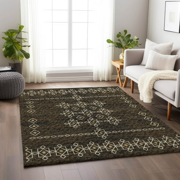 Addison Rugs Mayfield Washable Transitional Tribal, Boho Brown Rectangle Rug, 10' x 14'