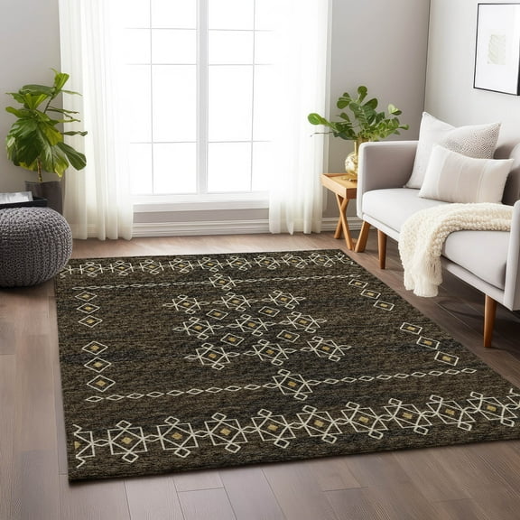 Addison Rugs Mayfield Washable Transitional Tribal, Boho Brown Rectangle Rug, 8' x 10'