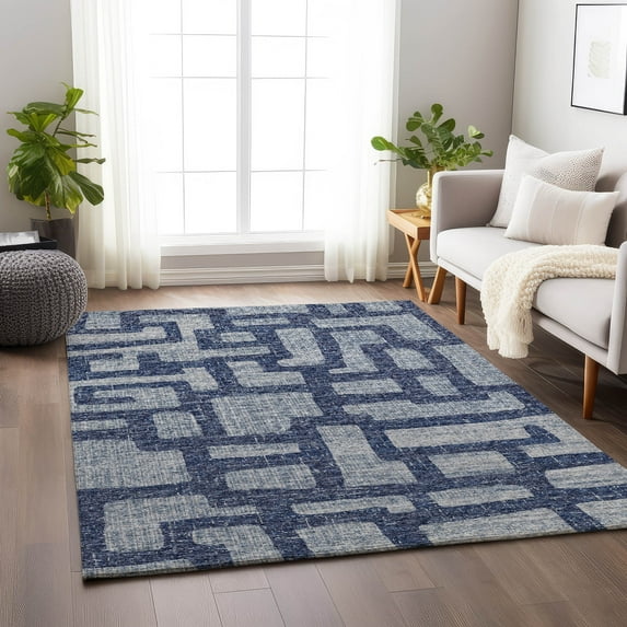 Addison Rugs Mayfield Washable Transitional Contemporary Blue Rectangle Rug, 2'6" x 3'10"