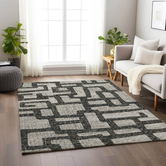 Addison Rugs Mayfield Washable Transitional Contemporary Gray Rectangle Rug, 9' x 12'