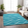 thumbnail image 1 of Addison Rugs Mayfield Washable Transitional Tribal, Diamond Turquoise Rectangle Rug, 8' x 10', 1 of 6