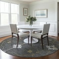 thumbnail image 1 of Addison Rugs Mayfield Washable Transitional Open Field,ornate Gray Round Rug, 8' x 8', 1 of 5