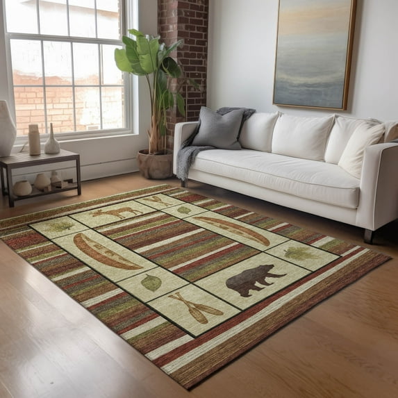 Addison Rugs Mayfield Washable Lodge Stripes/cabin Multi Rectangle Rug, 10' x 14'