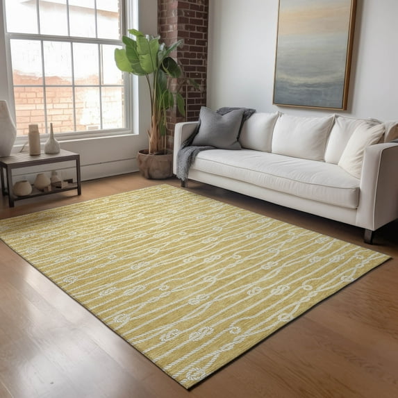 Addison Rugs Mayfield Washable Coastal Rope Gold Rectangle Rug, 10' x 14'