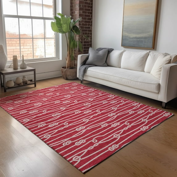 Addison Rugs Mayfield Washable Coastal Rope Red Rectangle Rug, 2'6" x 3'10"