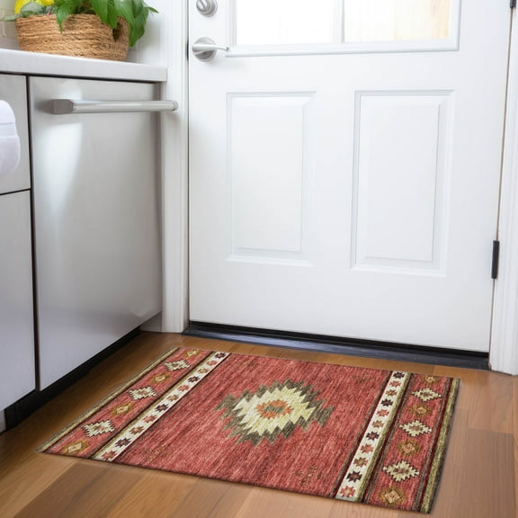 Addison Rugs Mayfield Washable Southwest Aztec Spice Rectangle Rug, 1'8" x 2'6"