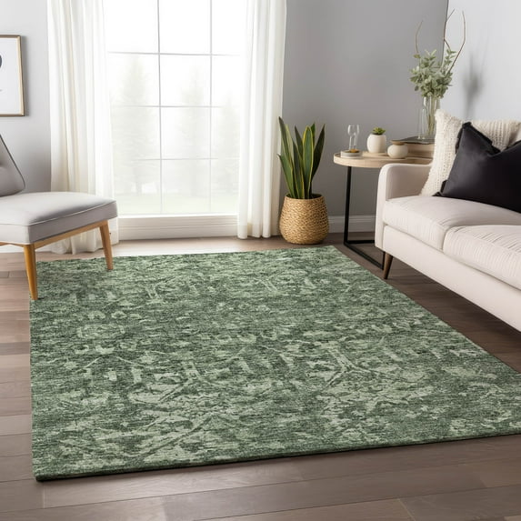 Addison Rugs Mayfield Washable Traditional Serpentine Green Rectangle Rug, 8' x 10'