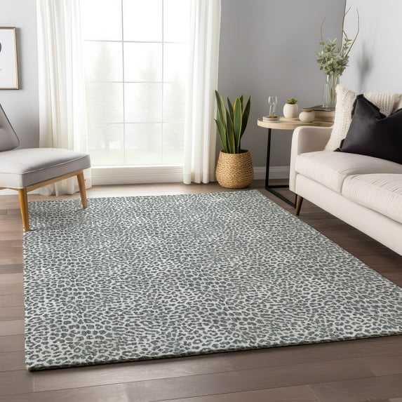 Addison Rugs Mayfield Washable Animal Skin Pattern Leopard Gray Rectangle Rug, 3' x 5'