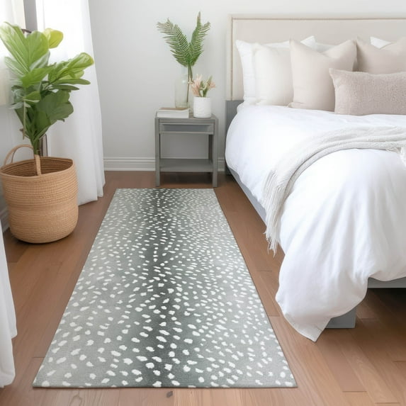 Addison Rugs Mayfield Washable Animal Skin Pattern Antelope Gray Runner Rug, 2'3" x 7'6"