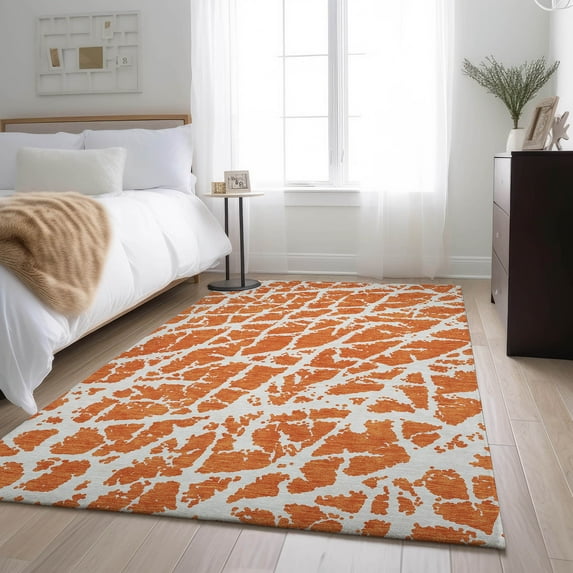 Addison Rugs Mayfield Washable Transitional Organic Orange Rectangle Rug, 5' x 7'6"