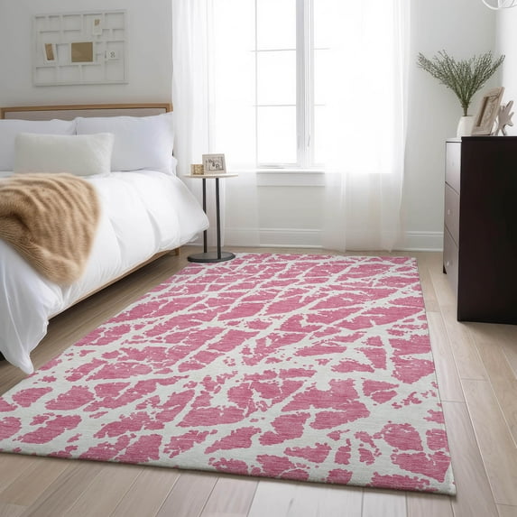 Addison Rugs Mayfield Washable Transitional Organic Pink Rectangle Rug, 8' x 10'
