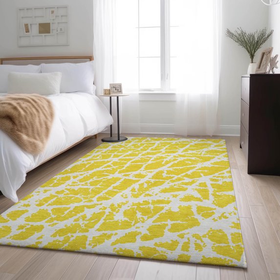 Addison Rugs Mayfield Washable Transitional Organic Yellow Rectangle Rug, 3' x 5'