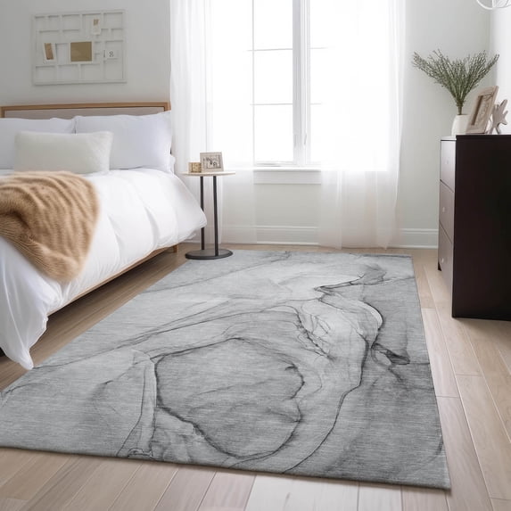 Addison Rugs Mayfield Washable Transitional Watercolors Gray Rectangle Rug, 9' x 12'