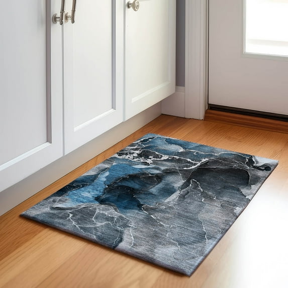 Addison Rugs Mayfield Washable Contemporary Watercolors Blue Rectangle Rug, 1'8" x 2'6"