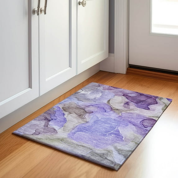 Addison Rugs Mayfield Washable Transitional Watercolors Purple Rectangle Rug, 1'8" x 2'6"